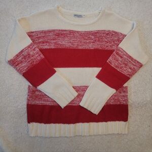 Brave Soul Red and Cream Striped Sweater Size M